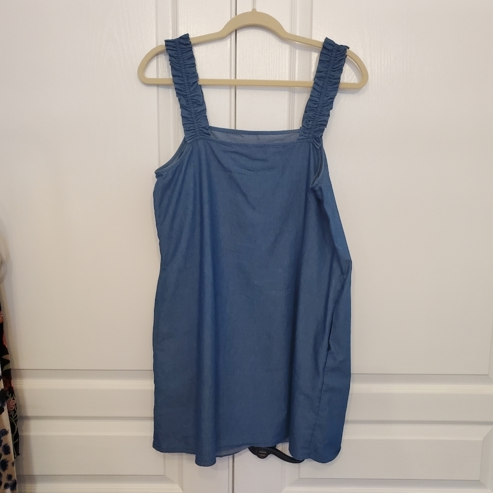 1.State Women's Blue Ruffled Strap Short Mini Dress, Size Medium - Picture 11 of 13
